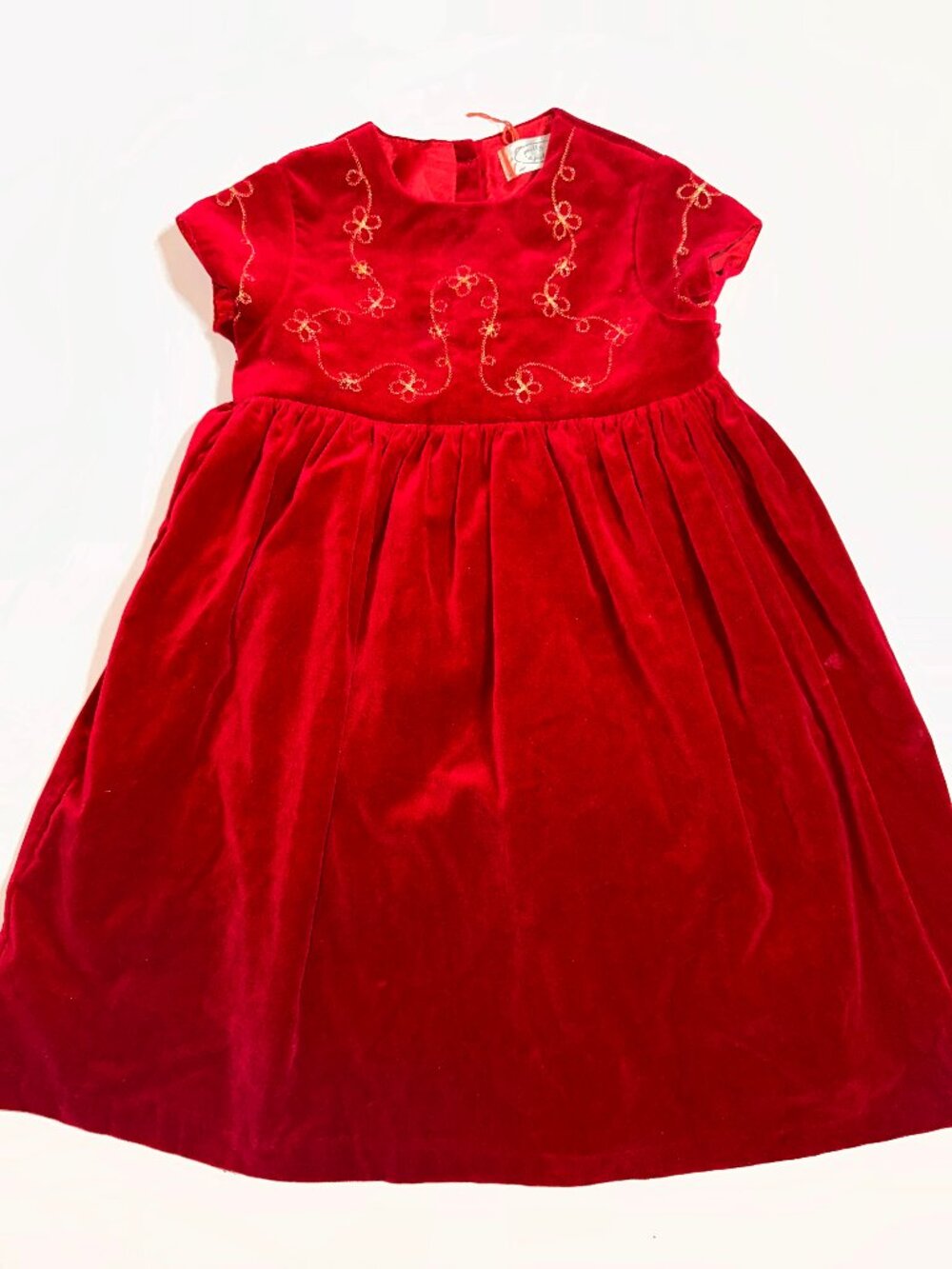 Girls Vintage Size 4T 4 5 Red Velvet Dress With embroidery Pretty as a Picture